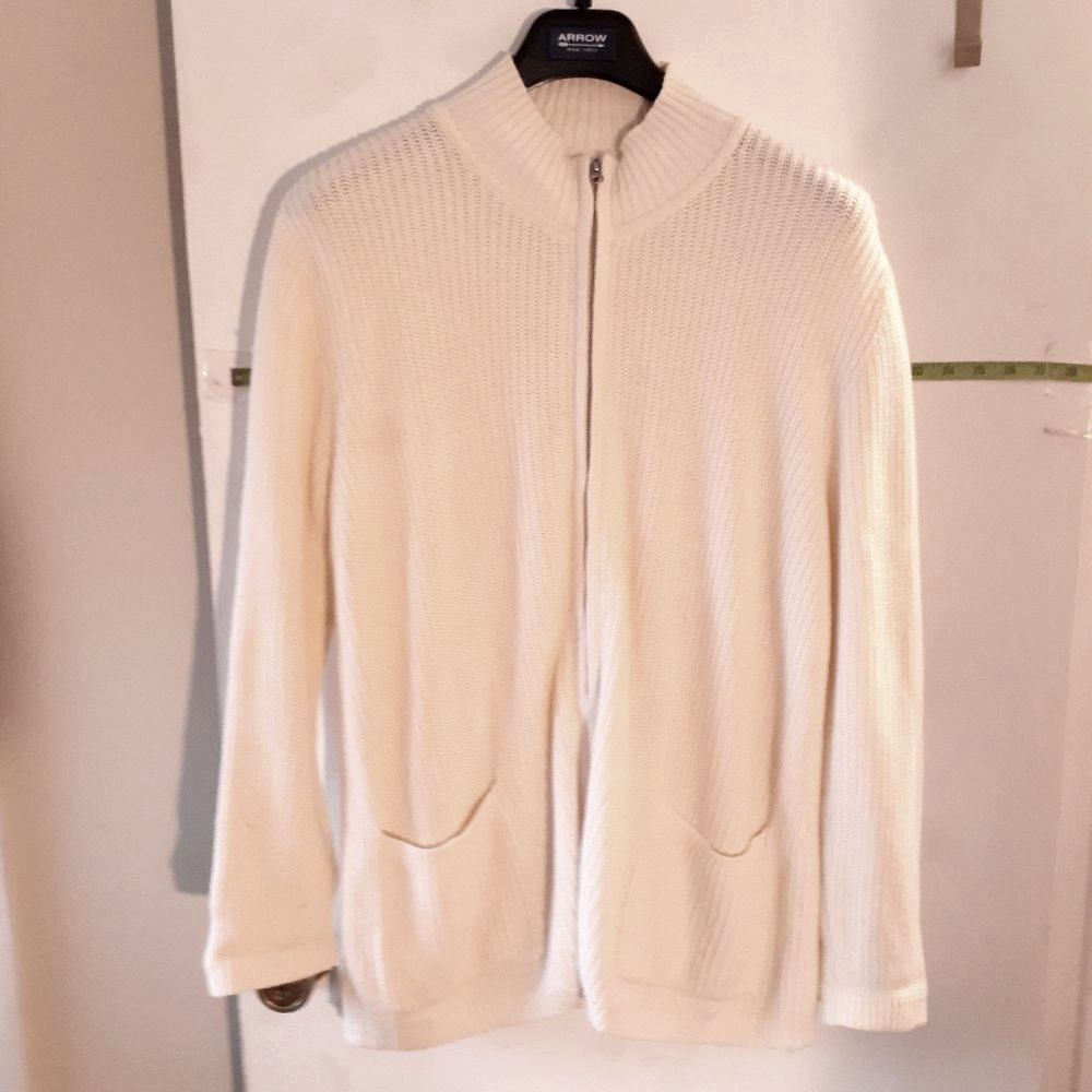 Coldwater Creek cardigan sweater xl zip front cream off-white top quiet luxury